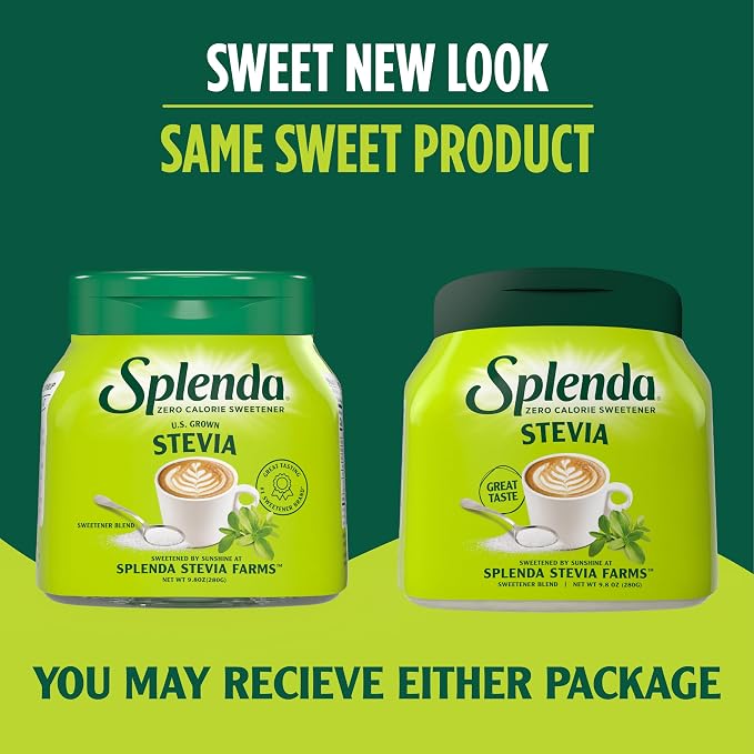 SPLENDA Stevia Zero Calorie Sweetener, Plant Based Sugar Substitute Granulated Powder, 9.8 oz Jar