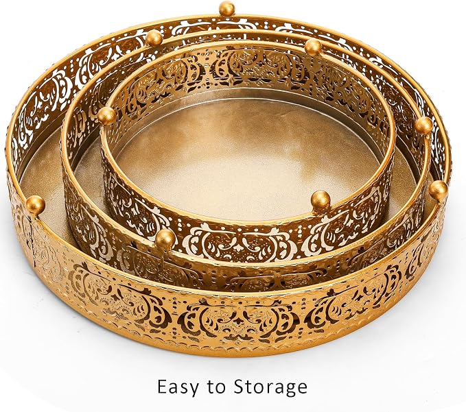 SOUJOY 3 Pack Metal Gold Cake Stand, 12/10/8 Inch Round Cupcake Stands, Dessert Table Display Set for Wedding, Party, Birthday, Event, Anniversary, Celebration, Table Decoration