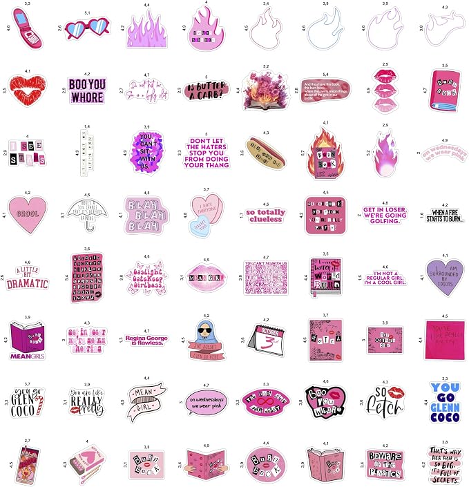 100Pcs Burn Book Stickers for Water Bottle, Laptop - MEA Girls Stickers, Burn Book Party Supplies & Decorations, Merch, Gifts for Women & Men
