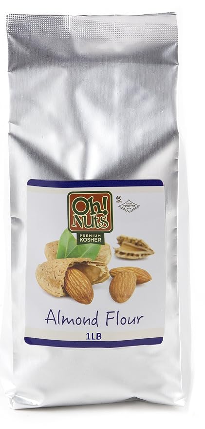 Oh! Nuts Almond Ground Flour Meal - All Natural, Unblanched Almond Flour - (1 LB - 16oz) Resealable Bulk Pack - Finely Ground Flour for Cooking & Baking