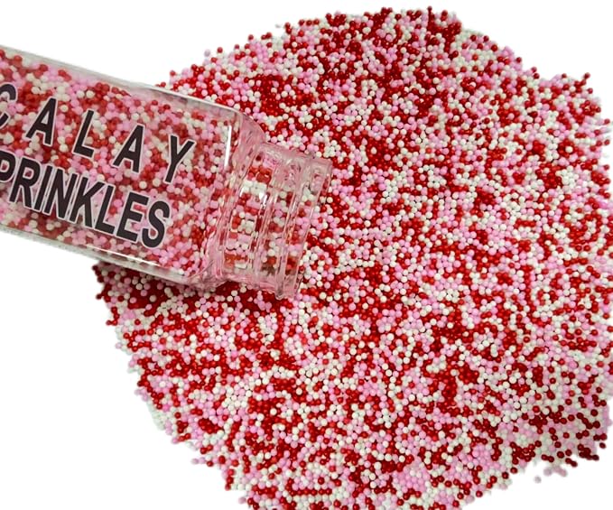 Sentovac 2mm Valentines Nonpareils Pearl Sugar Sprinkles for Cake Decorating Edible Cake Cupcake 1 Bottle 3.88oz/110g Sprinkles for Decorating
