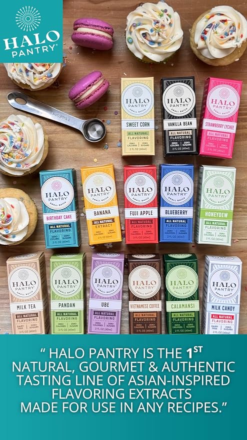 Natural COCONUT Flavoring Extract by HALO PANTRY (2oz bottle) | Water-Soluble, Dye-Free/Colorless, Gluten-Free, Dairy Free, Zero Sugars, NO Sweeteners, NO Calories | Perfect for customizing ANY baking, candy, dessert or drink recipes