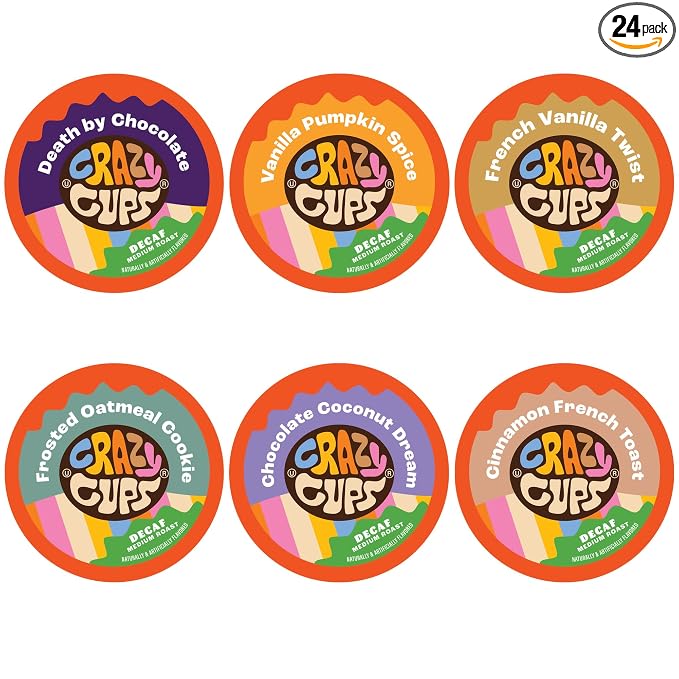 Crazy Cups Decaf Flavored Coffee Variety Pack 24 Count for Keurig Brewers