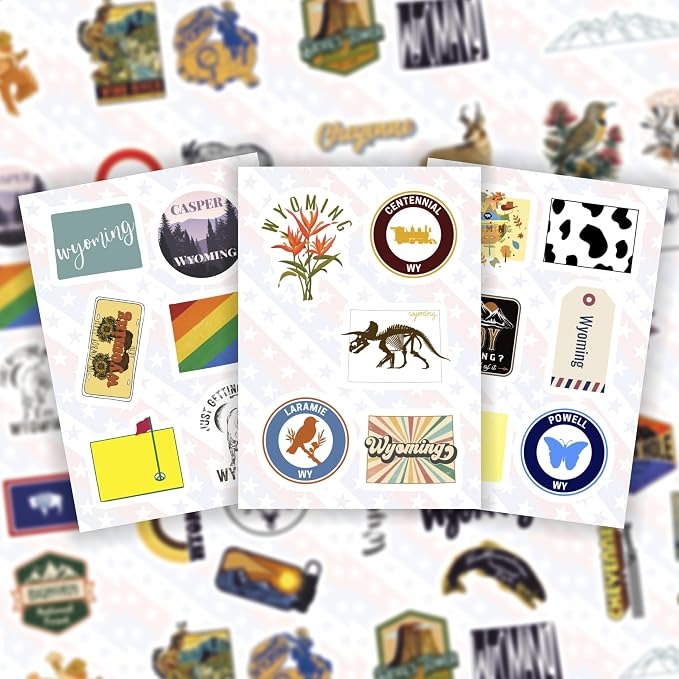 100Pcs Wyoming Sticker for Water Bottle and Laptop - State Souvenirs, Decorations & Gifts, Waterproof Vinyl Decals, Gifts for Women & Men