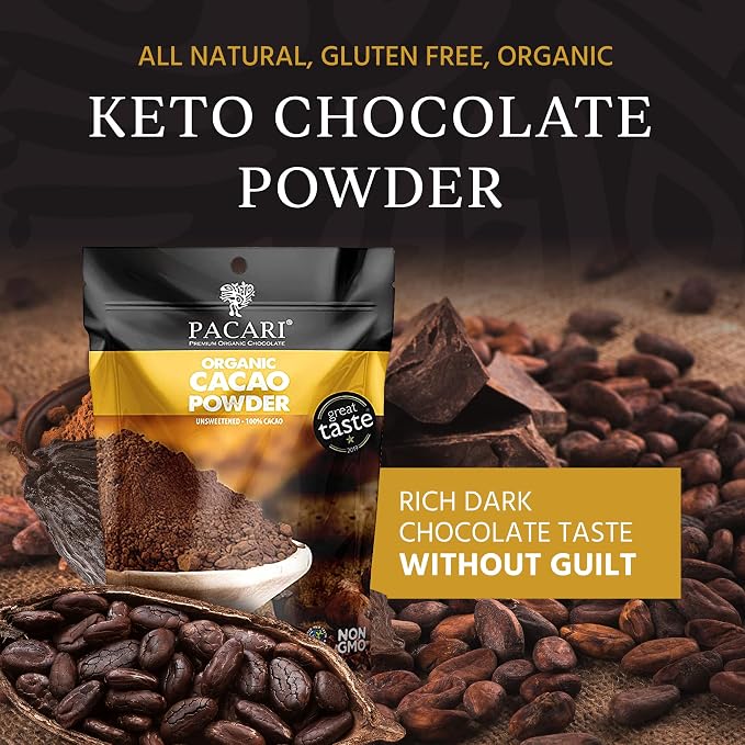 Paccari Cocoa Powder | Organic Cacao Powder Unsweetened | 100% Natural, Gluten Free, Organic, Non-GMO | Fair Trade Cacao Amargo en Polvo | (16 Oz)