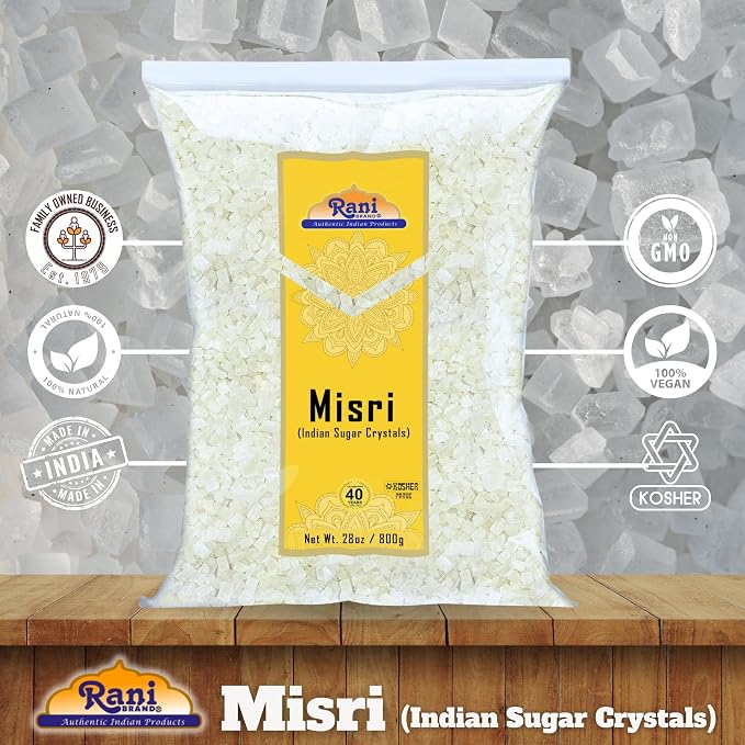 Rani Misri (Indian Sugar Crystals) 28oz (800g) ~ All Natural | Gluten Friendly | No Colors | Vegan | Kosher | Indian Origin