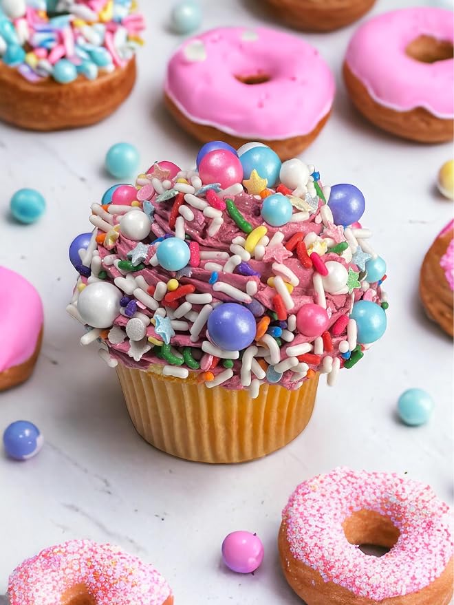 UNICORN BLEND COSMIC CRUNCH - Gluten-free,Egg Free,Nuts Free,Kosher,Sprinkle Medley Mix,For Baking,Decorating,Cookies,Cupcakes,Cakes,Topping,Jimmies,Large,Bulk Candy,Sugar Shapes