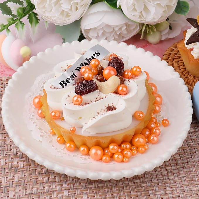 Orange Pearl Sprinkles for Cake Decorating, 6 Sizes Mix 4.6 oz Edible Pearl Dessert Sprinkles for Baking Cupcake Cookies Ice Cream