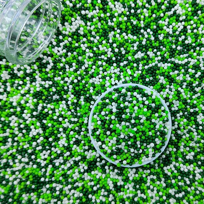EPHVODI White and Green St. Patrick's Day Themed Sprinkle Nonpareils Sprinkles Edible Mini Pearl Sprinkles for Cake Decorations, Baking, Ice Cream, Cookies, Donuts and Lollipops - 2mm Sugar Pearls 3.88oz