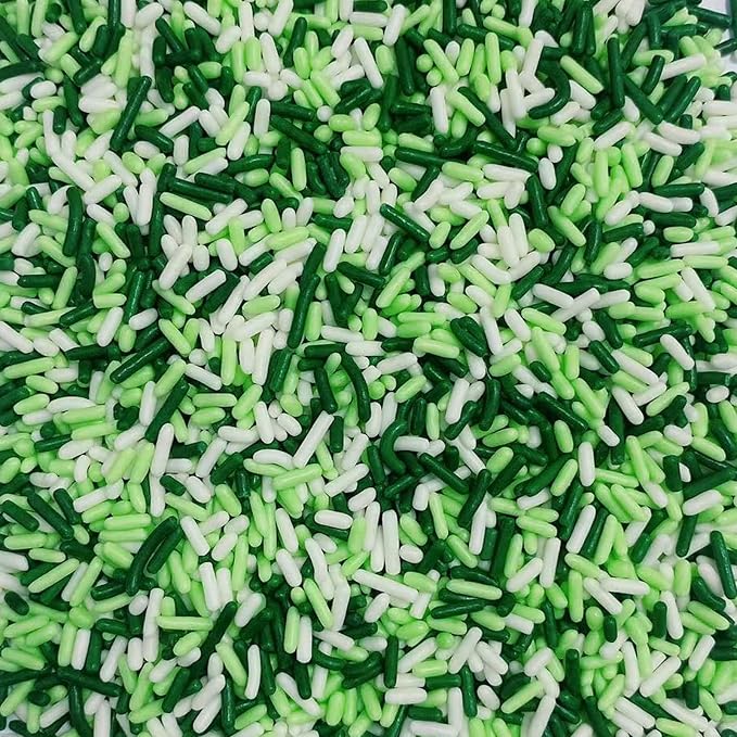 PhilaeEC St Patricks Jimmies Sprinkle Edible Green and White Soft Jimmies Sprinkle for Cake Decoration Cupcake Topper Cookie Baking Decorations St Patricks Spring Supplies 2.75oz/78g