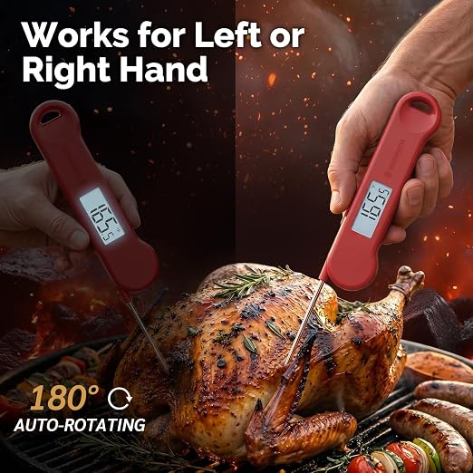 0.5 Sec Instant Read Grill Meat Thermometer Digital Food Cooking BBQ, Red