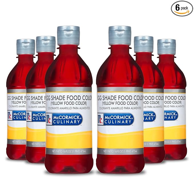McCormick Culinary Egg Shade (Yellow) Food Coloring, 16 fl oz (Pack of 6) - Six 16 Fluid Ounce Bottles of Yellow Food Dye, Adds Yellow Color to Frostings, Icings, Cheese Dishes and More