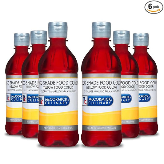 McCormick Culinary Egg Shade (Yellow) Food Coloring, 16 fl oz (Pack of 6) - Six 16 Fluid Ounce Bottles of Yellow Food Dye, Adds Yellow Color to Frostings, Icings, Cheese Dishes and More