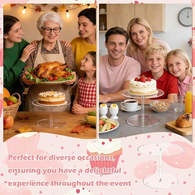 Acrylic Cake Stand, 7.8 Inch Clear Mini Round Cake Stands for Dessert Table, Cupcake Pastry Display Riser for Birthday Party Wedding Event, Candy Pizza Dessert Holder
