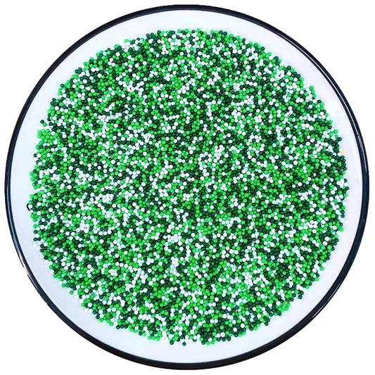 Sentovac Green and White Nonpareils Sprinkles St Patricks Edible 2mm Mini Peals Sprinkle for Cake Decorating Sugar Candy Cookie Cupcake Topper Baking Decorations Christmas St Patricks Supplies