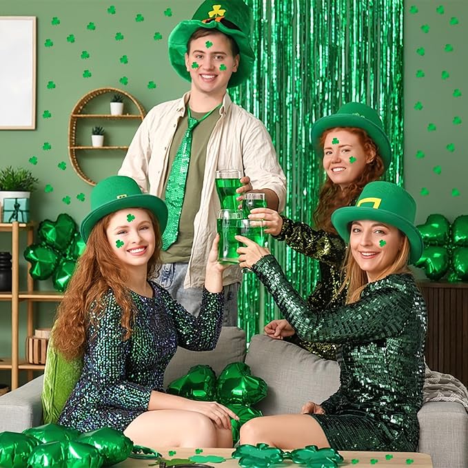 St. Patrick's Day Shamrock Confetti, Green Glitter Confetti Decorations, 60g Lucky Irish Clover Metallic Foil Sequins Sprinkles Table Scatter Decorations for St. Patrick's Day Party Supplies