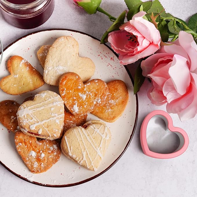 ALLTOP Heart-Shaped Cookie Cutter Set - 4 Size Biscuit Cutter for Valentine's Day Baking, Donut, English Muffin, Dessert,and More