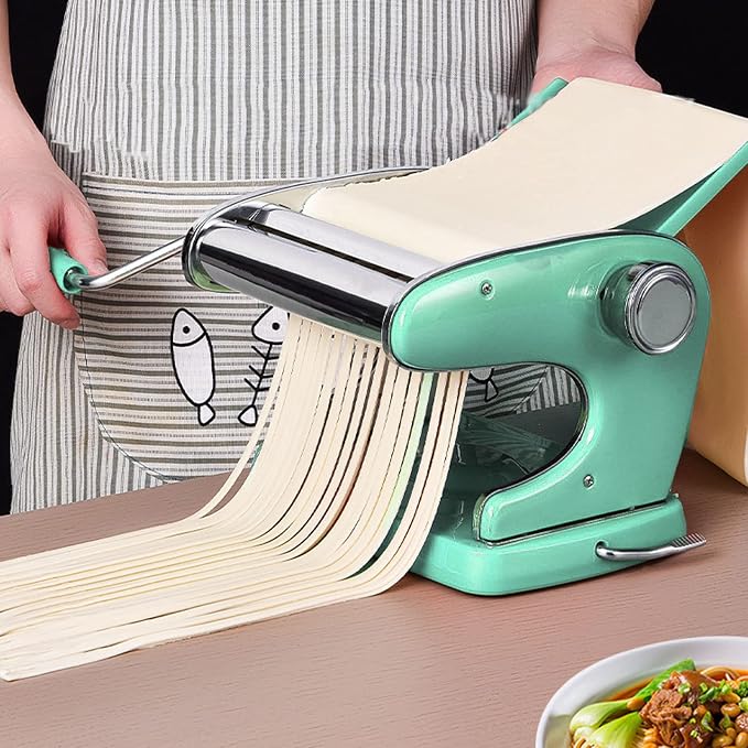Manual Pasta Maker Machine 6 Adjustable Gears Hand Crank Noodle Press for Lasagna Fettuccine Dumpling Wrapper Dough Sheeter (Suction Cup Type 3 Blade)