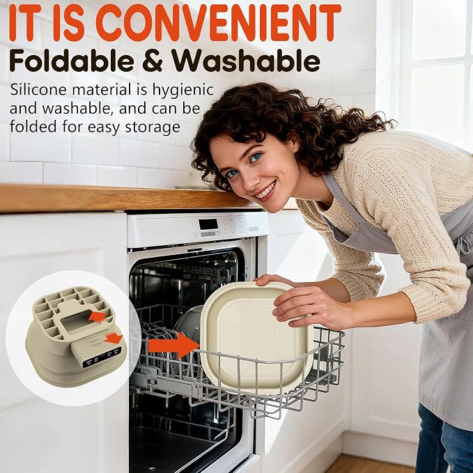 Upgraded Electric Heated Silicone Dough Proofing Box with Reliable Timer & Precise Temp Control - Fast Fermentation Collapsible Proofer Bowl (2L, Square)