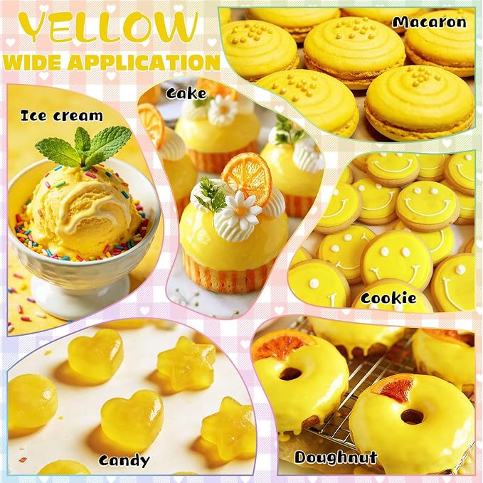 Yellow Natural Food Coloring - 50ml Plant Based Food Dye, No FD&C & Artificial Dyes, Gluten-Free, Food-Grade, Vibrant Liquid Colors for Icing, Baking, Cake Decorating, Frosting, Fondant, Slime - 1.69 Fl.Oz Bottles