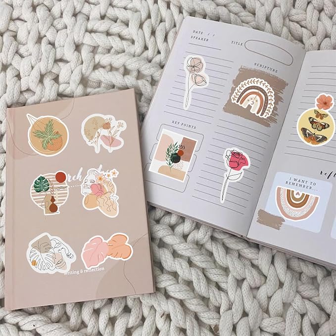 100 Pcs Bohemian Stickers for Scrapbooking, Waterproof Vinyl Boho Hippie Mandala Aesthetic Stickers for Laptops Water Bottles Journals, Decorative Decals for Teens Students Adults