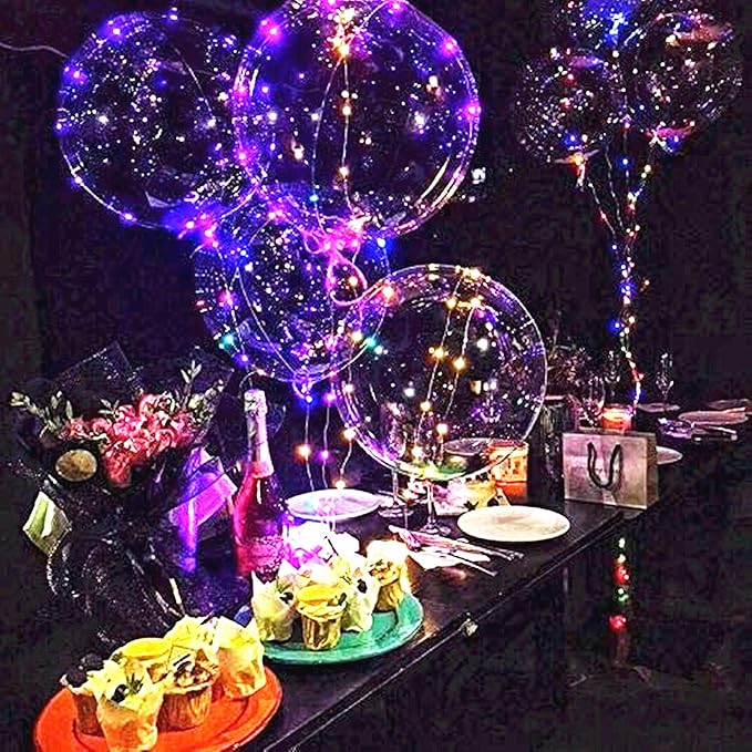 Yongxiang 10 PACKS LED Bobo Balloons,Transparent LED Light Up Balloons,Helium Style Glow Bubble Balloons with String Lights for Party Birthday Wedding Festival Decorations (Colorful)