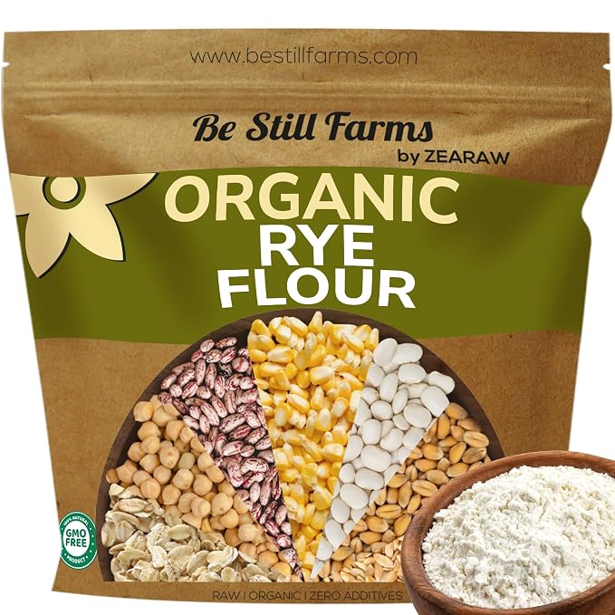 Be Still Farms Organic Rye Flour For Bread Bulk (5.8 lb) - Bread Flour for Baking - Great for Bread Machine, Pumpernickel - 100% Whole Rye Grain | USA Grown | USDA Certified | Vegan | Non-GMO