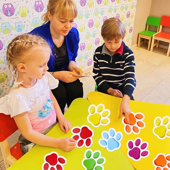 Vuzvuv 60 Pcs 6 Inch Large Colorful Paw Prints Paper Cutouts for for Students Educational School Classroom Bulletin Board Decorations for Dog Cat Paw Theme Party Supplies and Craft Wall Decor