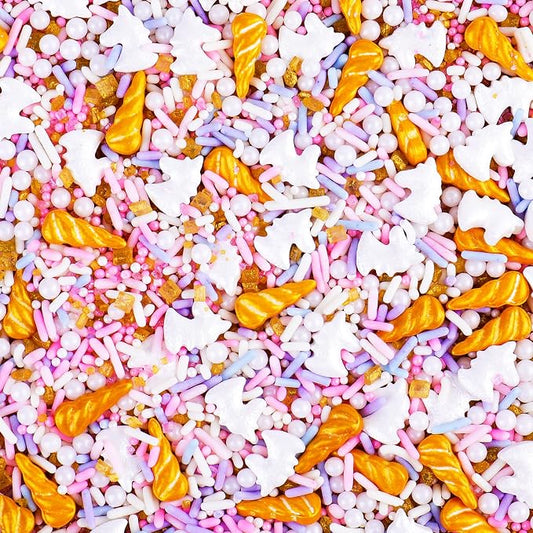 Unicorn Sprinkles Edible, Pink Purple Sprinkles for Cake Decorating,Cake Sprinkles Mix Unicorn, Horn, Jimmies, Nonpareils, for Cupcake, Ice Cream, Donuts, Cookies Toppings