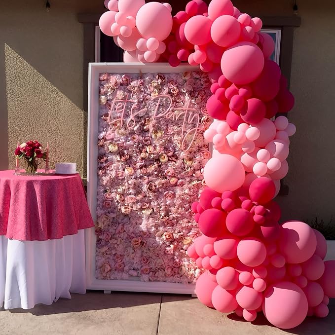 Voircoloria 105pcs Hot Pink Balloons 12inch Dark Pink Balloons for Birthday Graduation Baby Shower Wedding Anniversary Princess Theme Party Valentine's Day Decorations