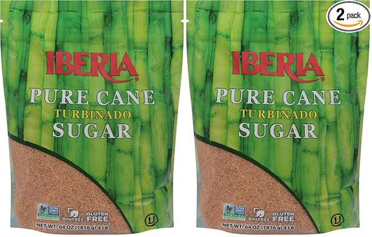 Iberia Pure Cane Raw Turbinado Sugar, 4 lb.(Pack of 2)