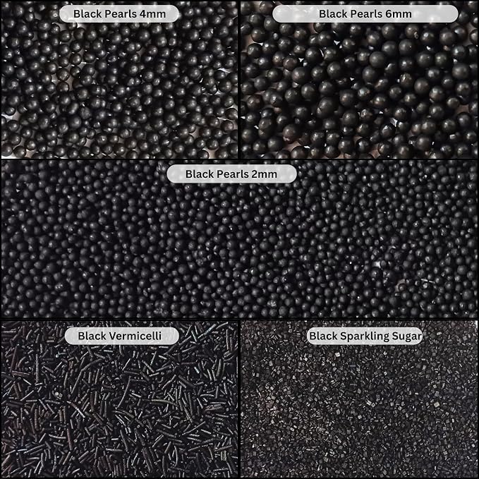 Confect Halloween Black Sprinkles Mix – Ghostly Afterparty Edition with Edible Dragees, Jimmies & Sparkling Sugar – Assorted Pack of 5 for Cake & Cupcake Decorating, Birthday & Party Baking Decor | Vegan, Gluten-Free, Nut-Free, Soy-Free, Dairy-Free - 5 Oz