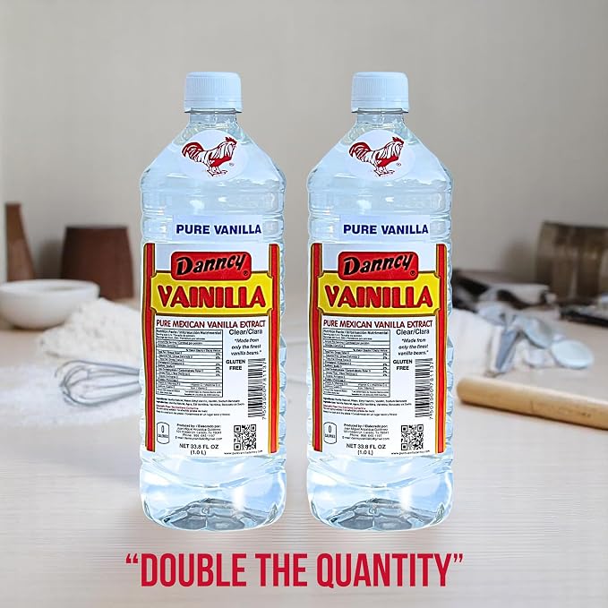 Danncy Vanilla Clear 33.8 fl oz (1L) 2 pack - Authentic Mexican Vanilla Flavor