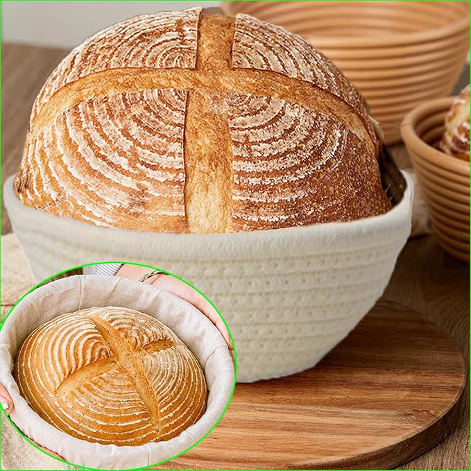 8 Inch 2 PCS Round Banneton Bread Proofing Basket，Banneton Bread Proofing Basket，Sourdough Proofing Basket with Liner - Round Banneton Basket for Baking
