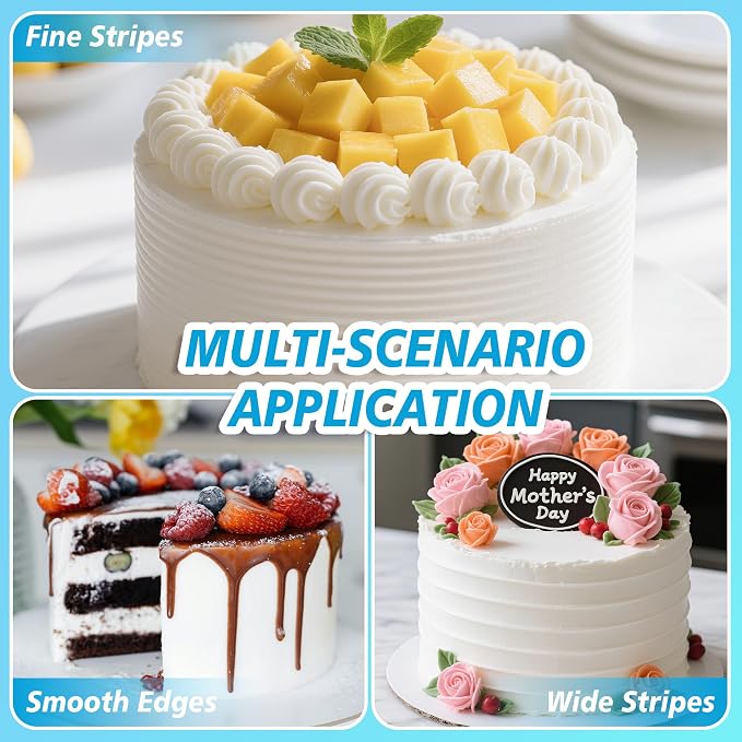 8 Pieces Cake Scraper Smoother, 9.5 In Acrylic Icing Smoother, Double Sided Patterned Edge Cake Combs for Buttercream, DIY Baking Decorating Supplies for Home Bakery (8pcs)