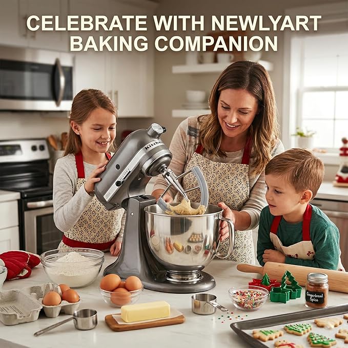 Stainless Steel Flex Edge Beater for KitchenAid Tilt-Head Stand Mixer 4.5-5 Qt, Upgraded Flat Beater Paddle with Dual Silicone Scraper Edges, Kitchen Aid Accessories and Attachments (Grey)