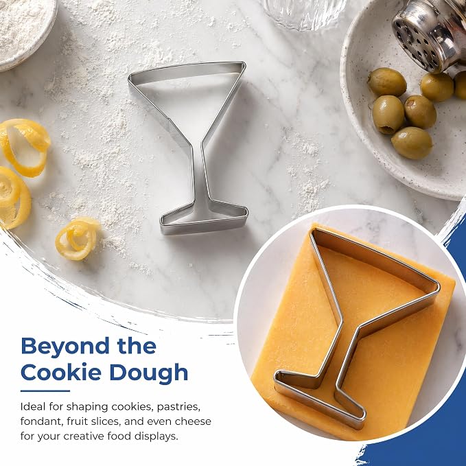 Wine Glass Cookie Cutter Stainless Steel Champagne Glass Shape Cutter for Cookies Fondant Biscuit Baking Cute Unique Weird Design for Wedding Engagement Birthday Party Decorations