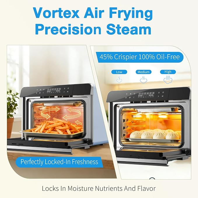 ROBAM Toaster Air Fryer Combi Oven, Countertop Steam Oven 14-in-1 with Convection Steam Roast & Bake, Multi-Stage Cooking, Self-Clean, 7 Modes, 30 Built-In Recipes, for Kitchen Pizza Baking (Blue)