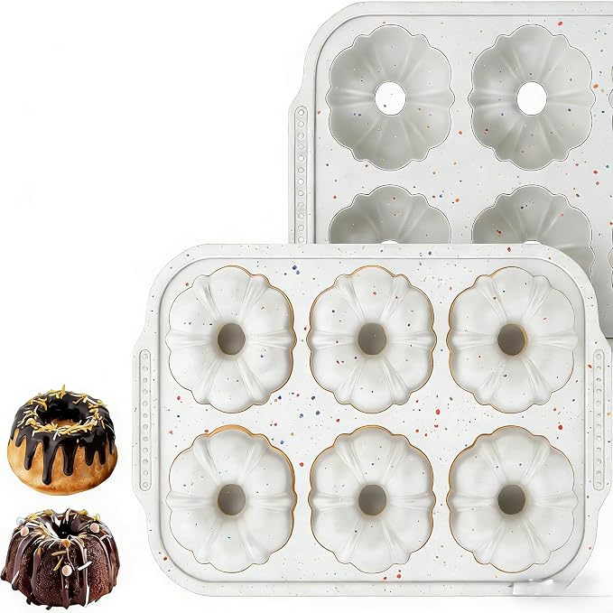 ‌Mini Fluted Tube Pan Set - Metal Reinforced Mini-Bundt-Cream-2-4498