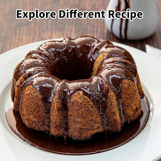 Novery 9.5" Non-stick Cake Pan, Heavy Duty Carbon Steel Fluted Tube Round Baking Pan,Buntz Pound Cake Pan Mold,Tube Bakeware,Baking Mold for Jello,Gelatin,Chocoflan,Flan