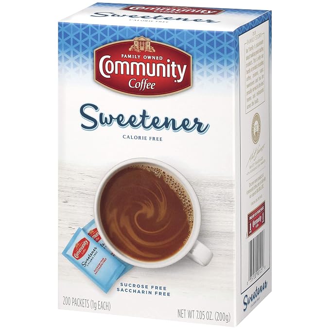 Community Coffee Blue Sweetener Packets, 2,400 Count (200 Count Pack of 12)