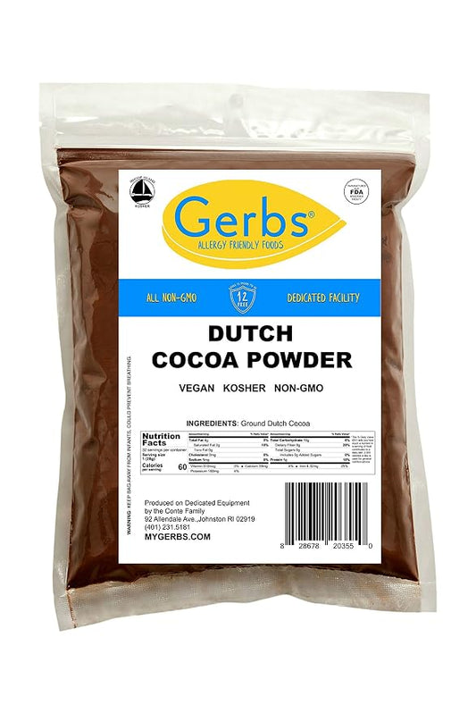 Gerbs Dutch Cocoa Powder 2 lbs. | 22-24% Cocoa Butter Fat, Resealable Bag | Rich, Smooth Dutch Process | Top 14 Allergen-Free