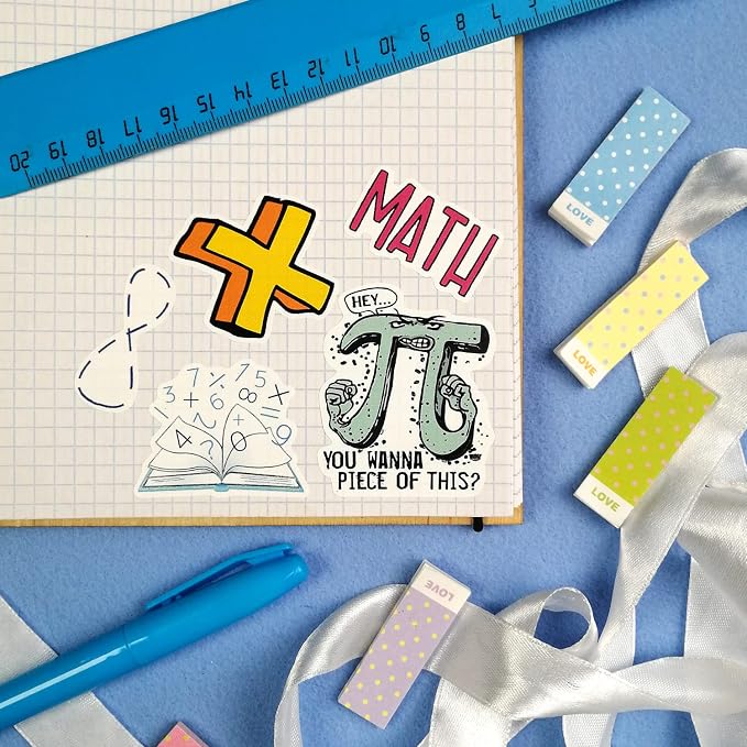 BulbaCraft BulbaCraft 100Pcs Small Math Stickers - Funny Math Gifts for Women and Men, Mathematics Gifts for Women & Men