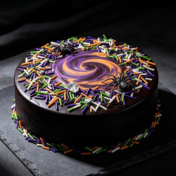 Homipooty Halloween Jimmies Sprinkles for Cake Decorating 100g/3.5oz Edible Orange, Black, Purple, Green and White Jimmies Mix for Baking, Ice Cream Toppings, Cupcakes, Cookies, Donuts