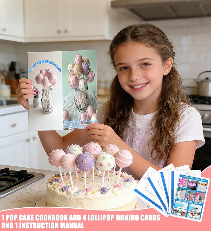 Cake Pop Maker Kit 618Pcs with 5 Silicone Mold Sets - 3 Tier Display Stand, Chocolate Candy Melting Pot, Piping Tips and Coupler, Measuring Cup, Muffin Cupcakes, Lollipop Sticks, Valentine Easter Gift