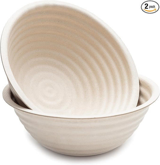 Brod & Taylor Banneton Boule 8.5” Proofing Basket for Sourdough & Artisan Bread Baking – Stackable, Made From Bamboo & Sugarcane Pulp (2-Pack)