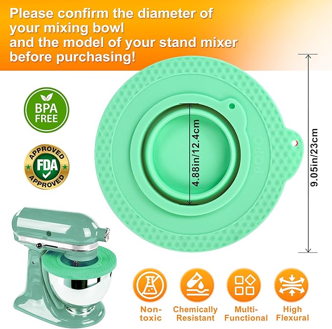 Silicone Mixer Bowl Cover Compatible with KitchenAid 4.5-5 Quart Tilt-Head Stand Mixer, Mixer Bowl Lid to Prevent Spilling of Ingredients