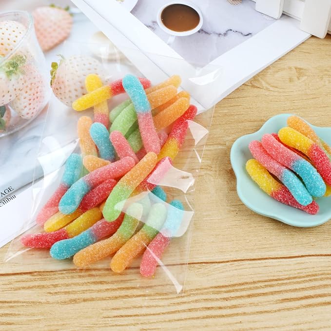 Romeda 300 Pcs Cellophane Bags, 4x6" 2.8 Mils Cookie Bags for Packaging, Small Cellophane Bags Self Adhesive, Cello Bags Small Clear Plastic Bags for Candy, Bread, Dessert, Party Favors, Bakery
