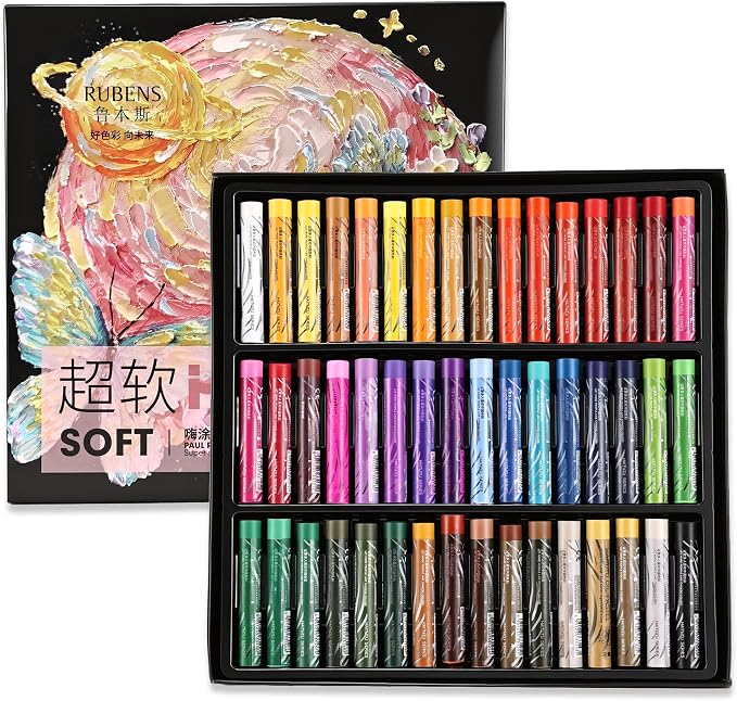 rubens Oil Pastels Set 48 Colors, Professional Soft Creamy Texture, Easy Blending & Layering, Vibrant Art Supplies Gift for Artists, Beginners & Adults