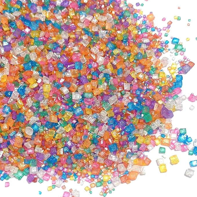 Sentovac Colored Sugar Crystals for Baking Edible Rainbow Coarse Large Crystals Sparkling Sugar Sprinkles for Baking Topping Cake Cookie Cupcake Topper Ice Cream Decoration Supplies
